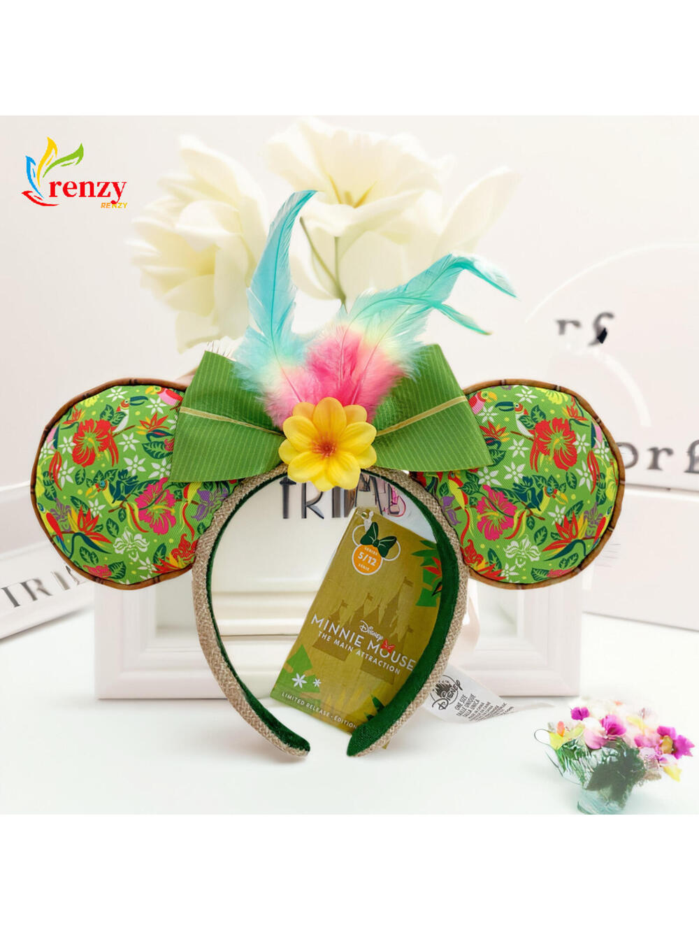 Enchanted Tiki Room Mickey Ears Disney Parks Headband Green Feather